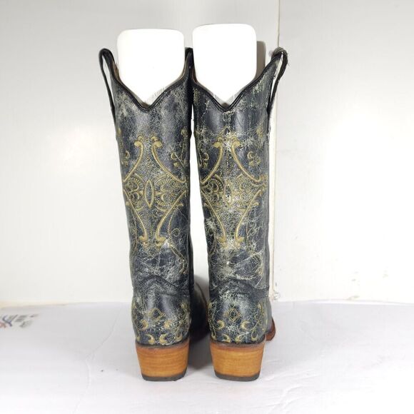CORRAL Circle G Women’s US6,5M Gray Leather Crackle Distressed Western Boots - Picture 10 of 16